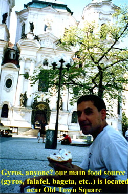 Gyros, anyone? our main food source 
(gyros, falafel, bageta, etc..) is located
near Old Town Square