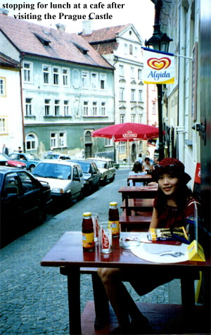 stopping for lunch at a cafe after
 visiting the Prague Castle